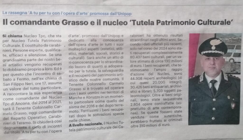 La rassegna “A tu per tu con l’opera d’arte” promossa dall’Unipop